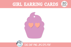 Girl Earring Cards SVG Bundle | Cute Jewelry Display Card Template Wispy Willow Designs Company