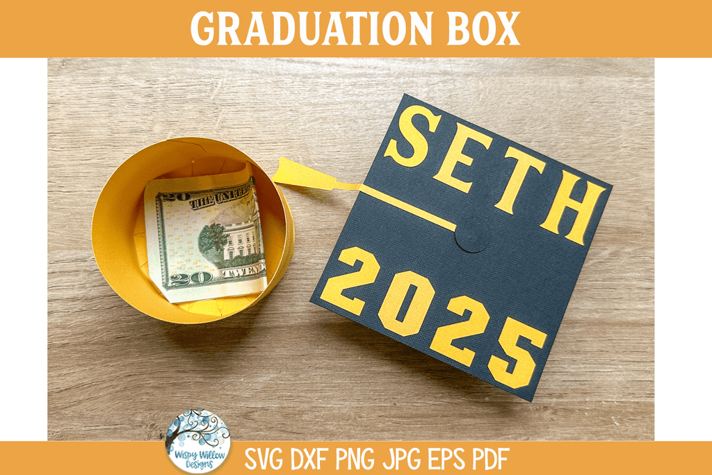 Graduation Cap Box SVG File | Cardstock Money Holder Gift Wispy Willow Designs Graduation Cap Box SVG File | Cardstock Money Holder Gift Wispy Willow Designs