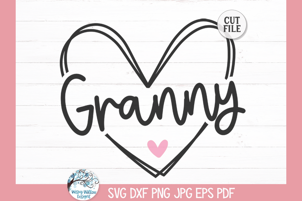 Granny Heart SVG Wispy Willow Designs Company