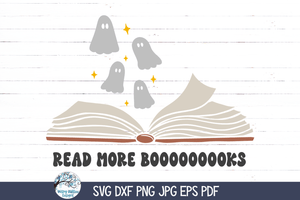 Halloween Book with Ghosts SVG | Read More Books Wispy Willow Designs Company