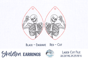 Halloween Skeleton Earring SVG File for Glowforge and Laser Cutter Wispy Willow Designs Company