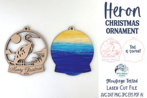 Heron Christmas Ornament for Laser Cutter or Glowforge Wispy Willow Designs Company