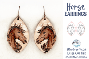 Horse Earrings SVG File for Glowforge or Laser Cutter Wispy Willow Designs Company