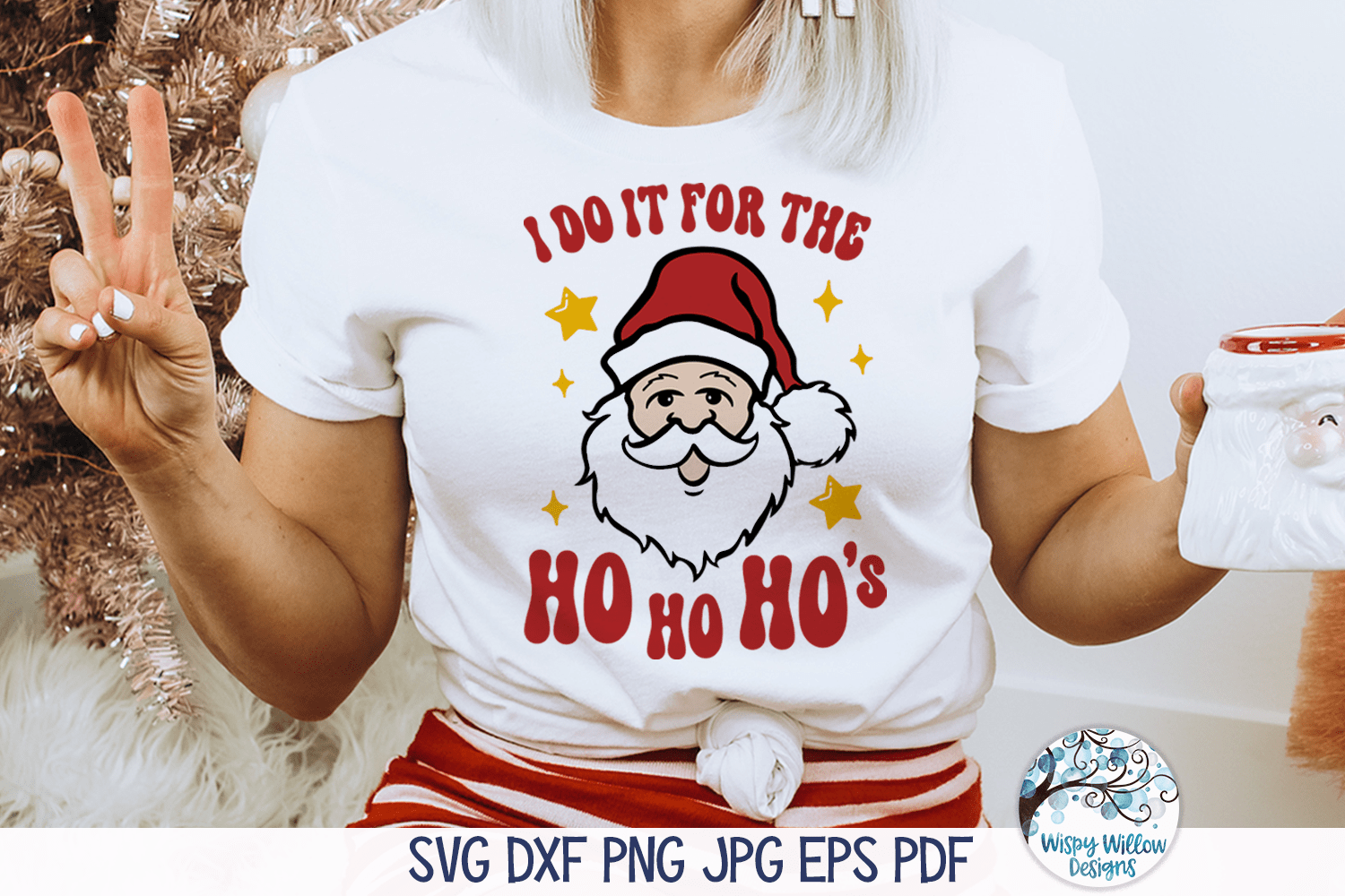 I Do It For the Hos SVG | Retro Funny Santa Claus Wispy Willow Designs Company
