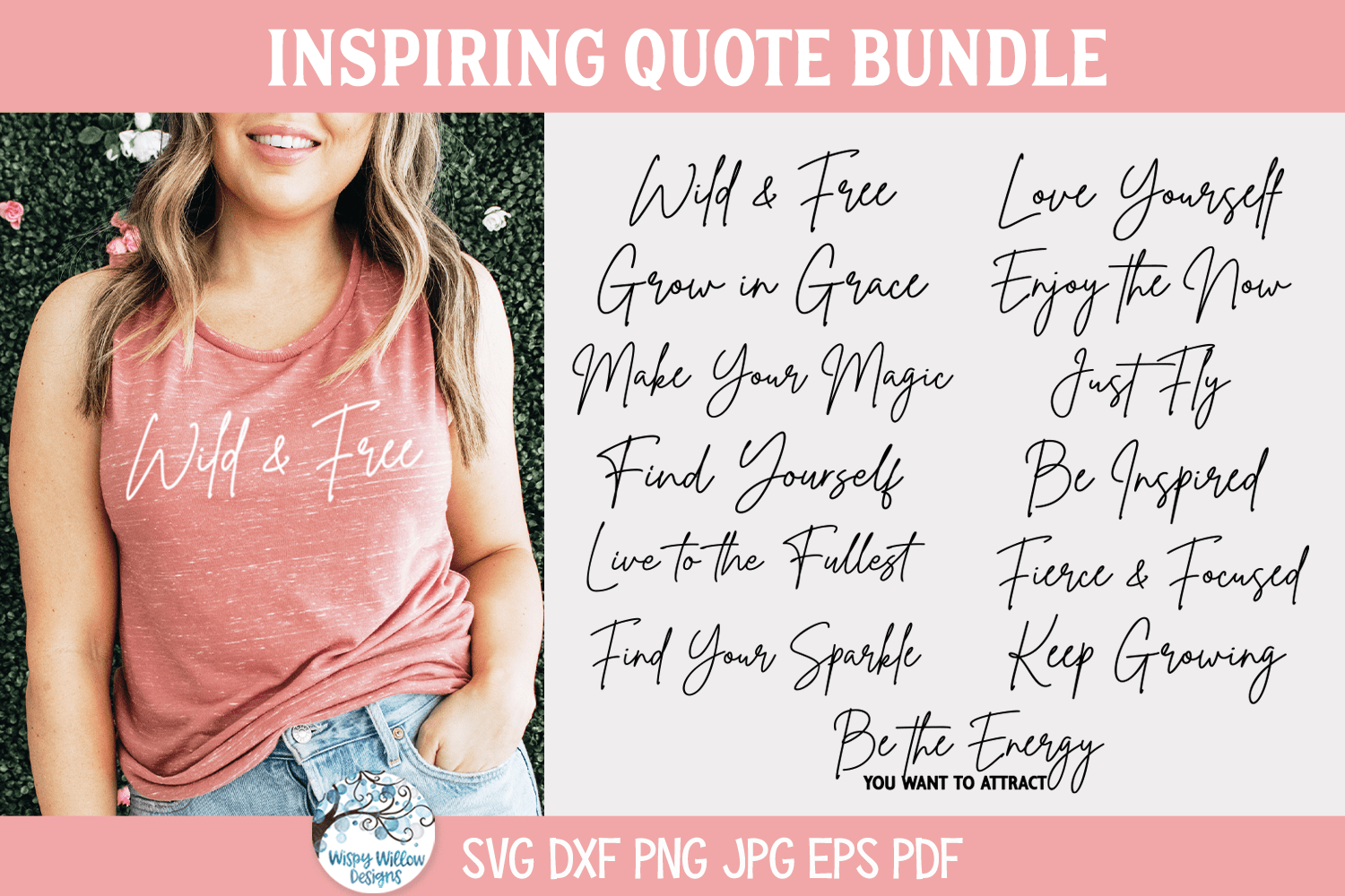 Inspiring Quote SVG Bundle | Personal Growth & Self-Love Designs Wispy Willow Designs Company