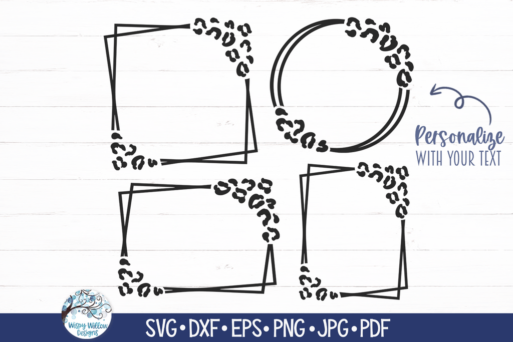 Square Whispy Frame Leopard Print Frame Bundle SVG | Cheetah Print Square Border Frame ...