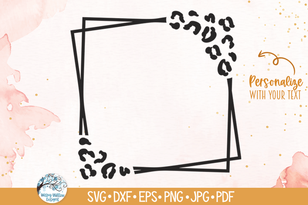 Square Whispy Frame Leopard Print Frame Bundle SVG | Cheetah Print Square Border Frame ...