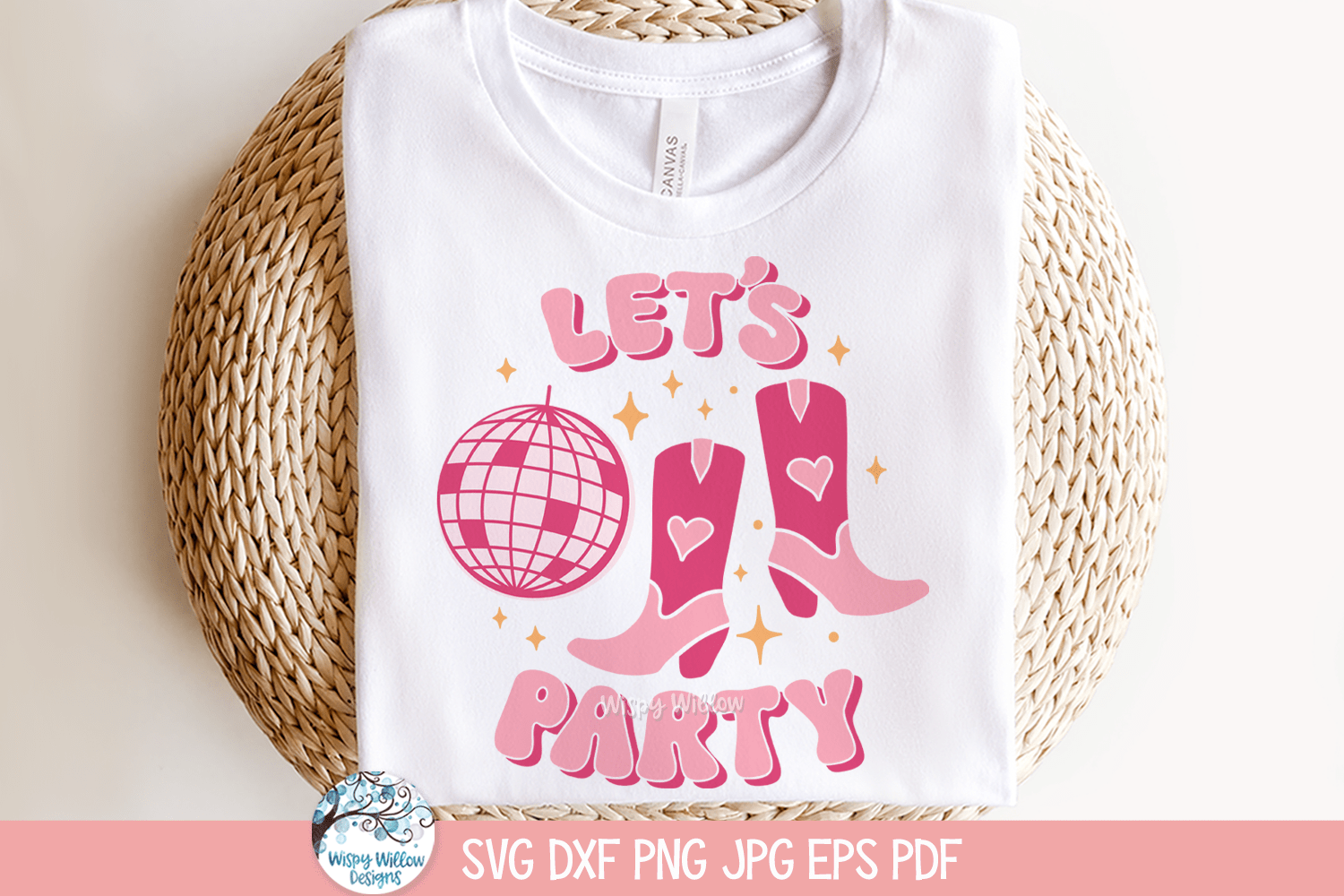 Let's Party SVG | Cowgirl Boots & Disco Ball Party Graphics Wispy Willow Designs Company