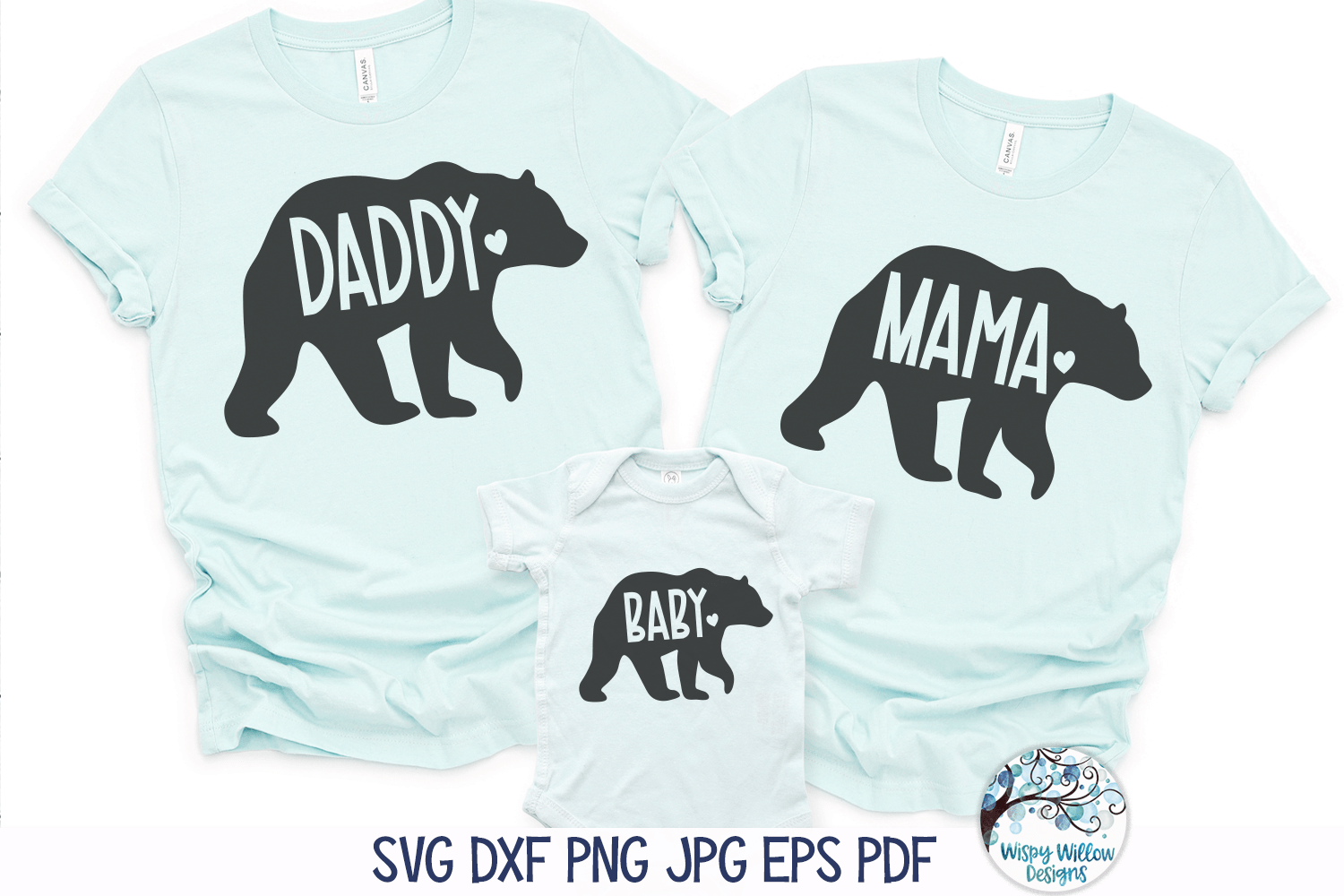 Mama Daddy Baby Bear Bundle SVG | Matching Family Bear Shirts Wispy Willow Designs Company