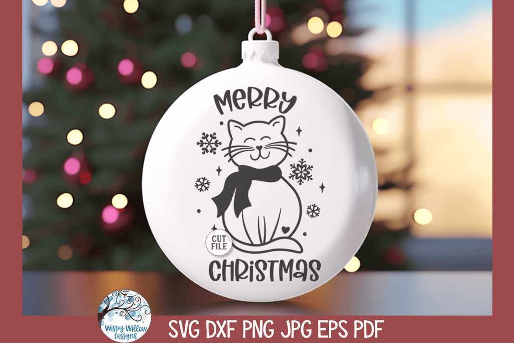 Merry Christmas Cat SVG | Christmas Design SVG Wispy Willow Designs Company