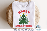 Merry Everything SVG | Retro Christmas Tree and Peace Fingers Wispy Willow Designs Company