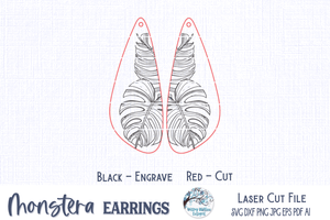 Monstera Earring File for Glowforge or Laser Cutter Wispy Willow Designs Company