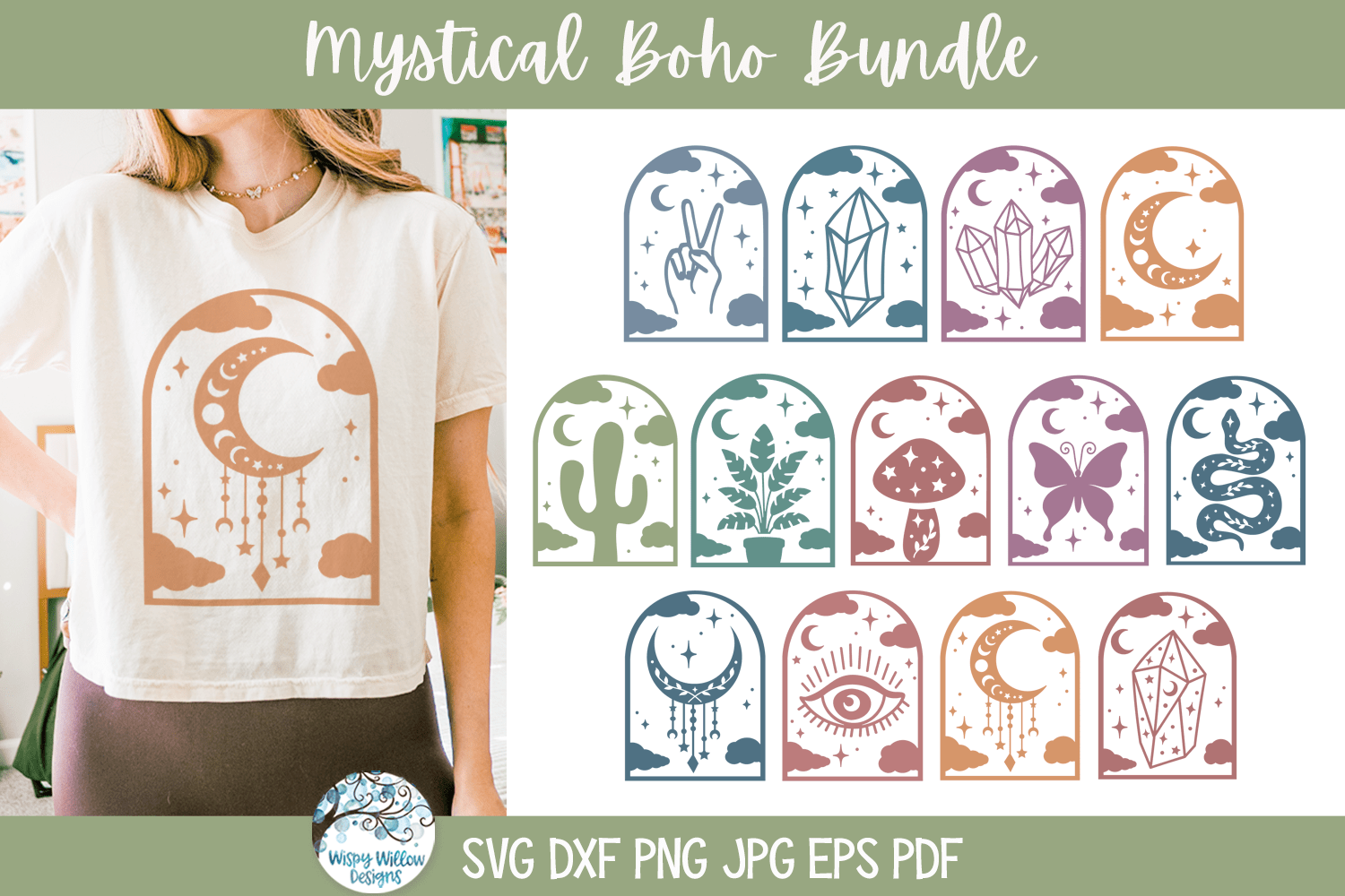 Mystical Boho SVG Bundle | Astrological Designs Illustration Wispy Willow Designs Company
