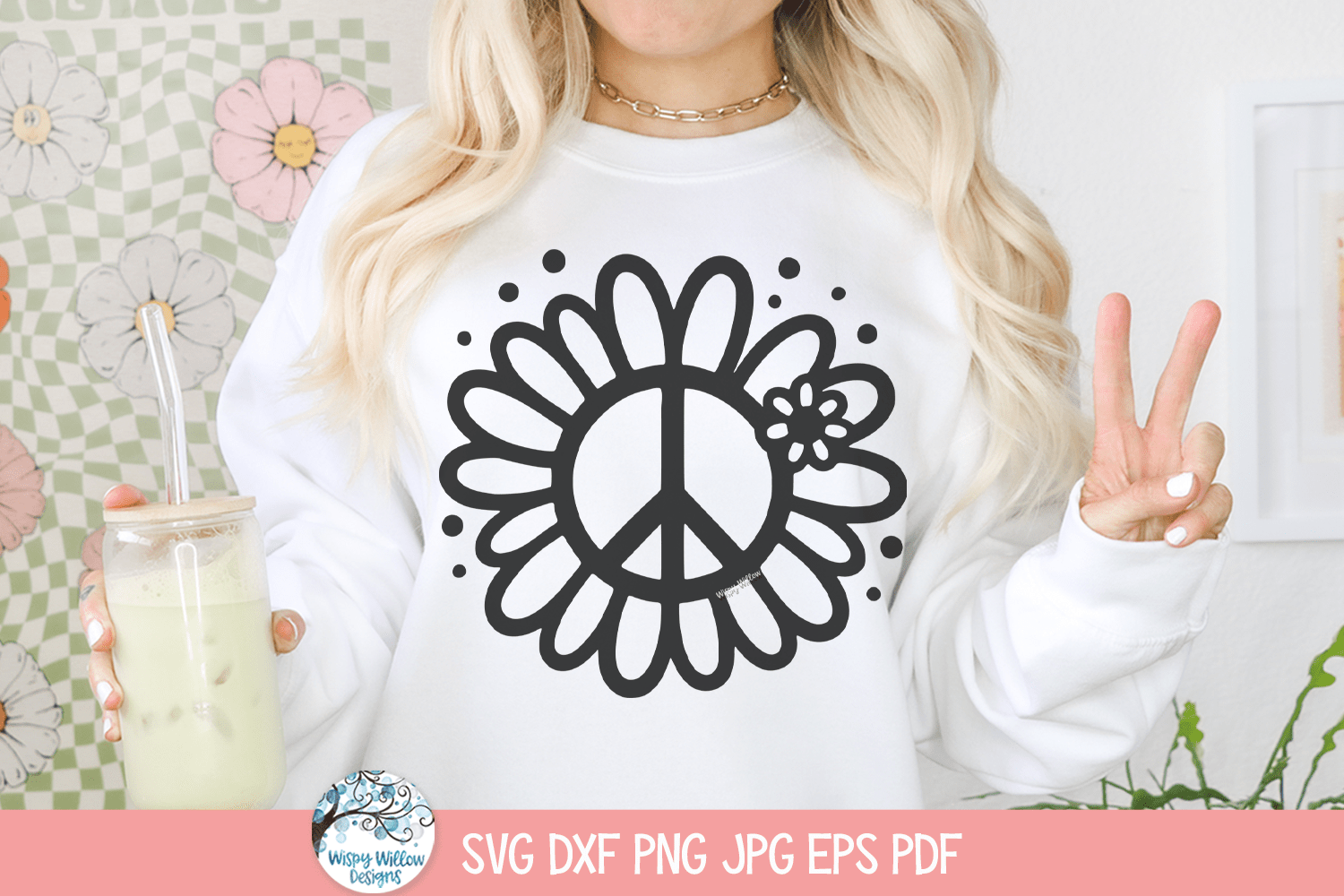 Peace Sign Flowers SVG | Floral Peace Symbol Tee Wispy Willow Designs Company