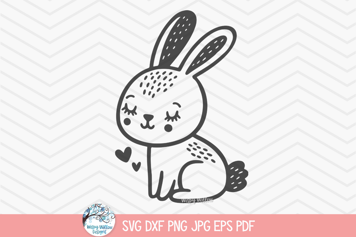 Rabbit SVG | Hand-Drawn Bunny Love Design Wispy Willow Designs Company