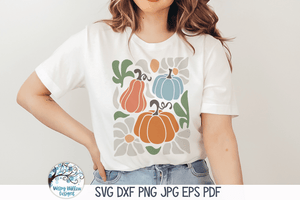 Retro Fall Pumpkins with Flowers SVG Wispy Willow Designs Company