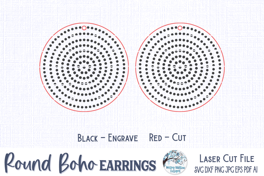 Round Boho Earring File for Glowforge or Laser Wispy Willow Designs Company