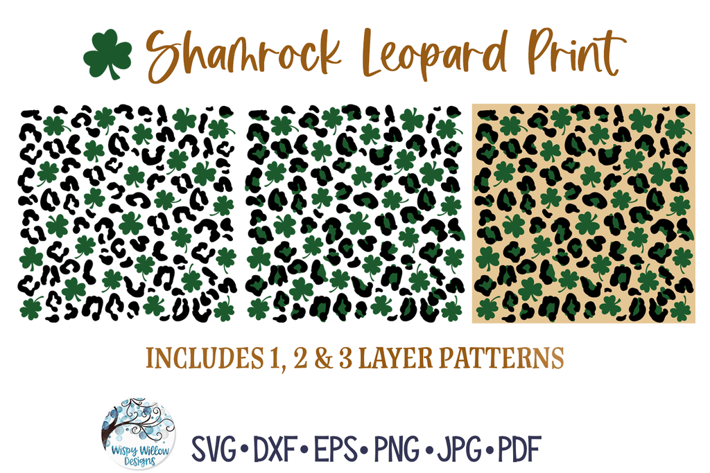 Shamrock Leopard Print SVG | St. Patrick's Day Animal Pattern Wispy Willow Designs Company