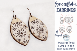 Snowflake Earring File Bundle for Glowforge or Laser Cutter Wispy Willow Designs Company