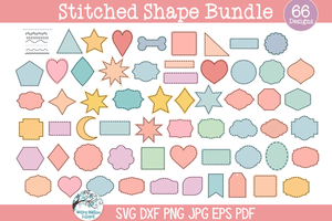 Stitched Shape SVG Bundle | Scrapbook Crafting Shapes Design Wispy Willow Designs Company