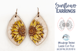 Sunflower Earring SVG for Glowforge Laser Wispy Willow Designs Company
