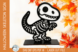 T Rex Dinosaur Skeleton Shelf Sitter Sign | Halloween Laser Cut SVG File Wispy Willow Designs Company