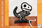 T Rex Dinosaur Skeleton Shelf Sitter Sign | Halloween Laser Cut SVG File Wispy Willow Designs Company