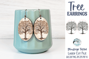 Tree Earrings SVG File for Glowforge or Laser Cutter Wispy Willow Designs Company