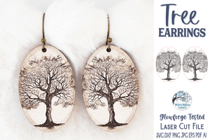 Tree Earrings SVG File for Glowforge or Laser Cutter Wispy Willow Designs Company