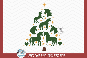 Unicorn Christmas Tree SVG Wispy Willow Designs Company