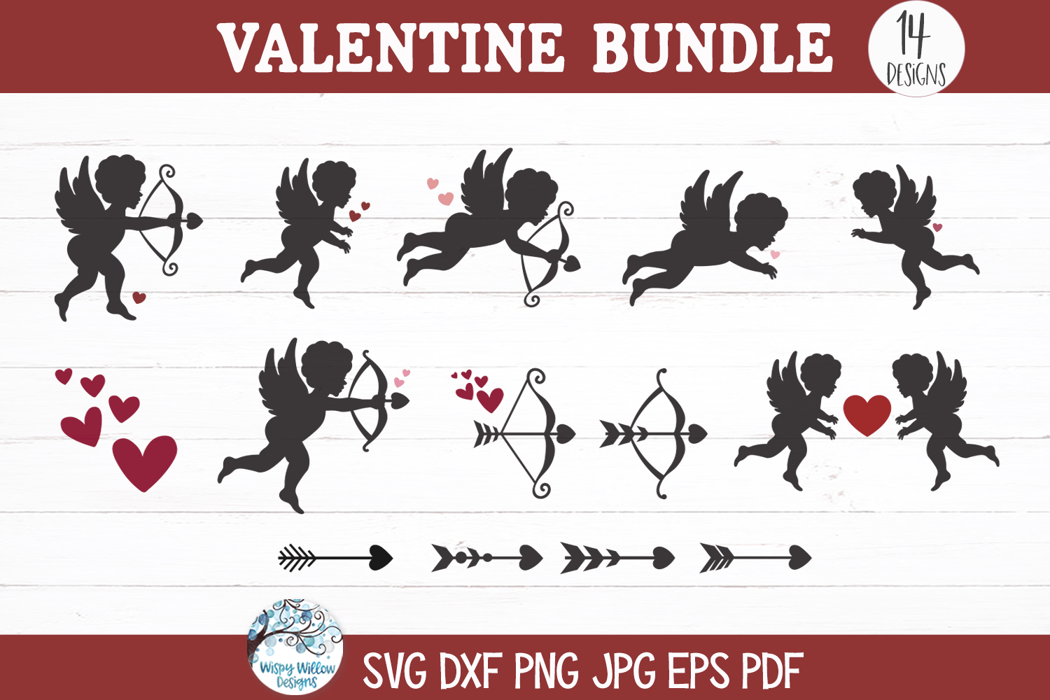 Valentine Cupid Bundle SVG |  Love and Hearts Designs Wispy Willow Designs Company