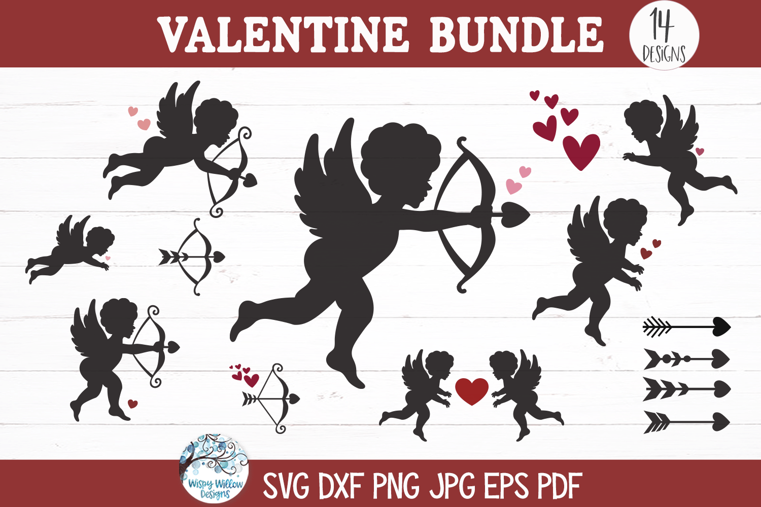 Valentine Cupid Bundle SVG |  Love and Hearts Designs Wispy Willow Designs Company