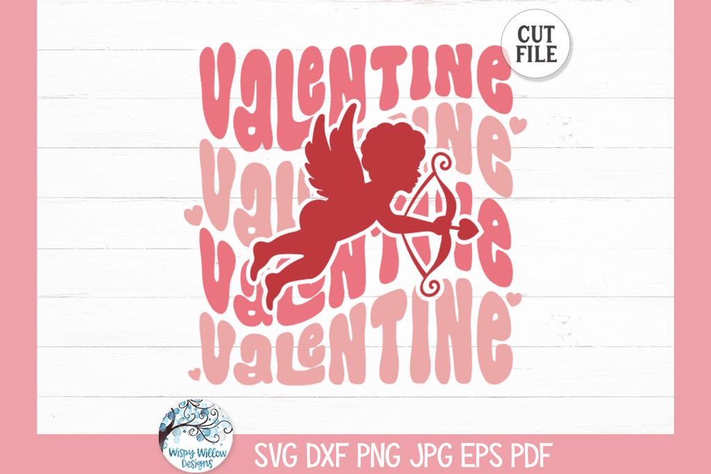 Valentine's Day Cupid SVG | Retro Wavy Text Wispy Willow Designs Company