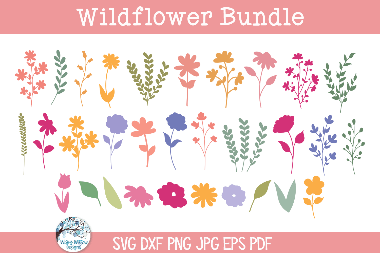 Wildflower SVG Bundle | Blooming Meadows Designs Wispy Willow Designs Company