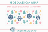 Winter Snowflake Cup Template SVG | 16 OZ. Glass Can Wrap Wispy Willow Designs Company
