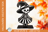 Witch Skeleton Shelf Sitter Sign | Halloween Laser Cut SVG File Wispy Willow Designs Company