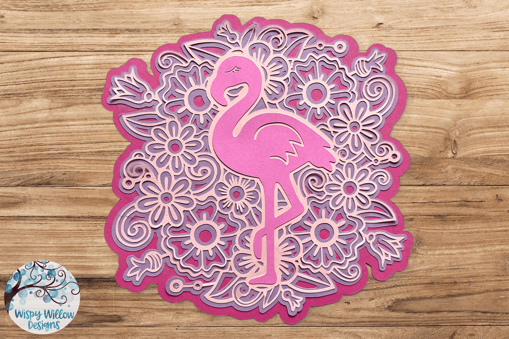 3D Flamingo Mandala Wispy Willow Designs Company