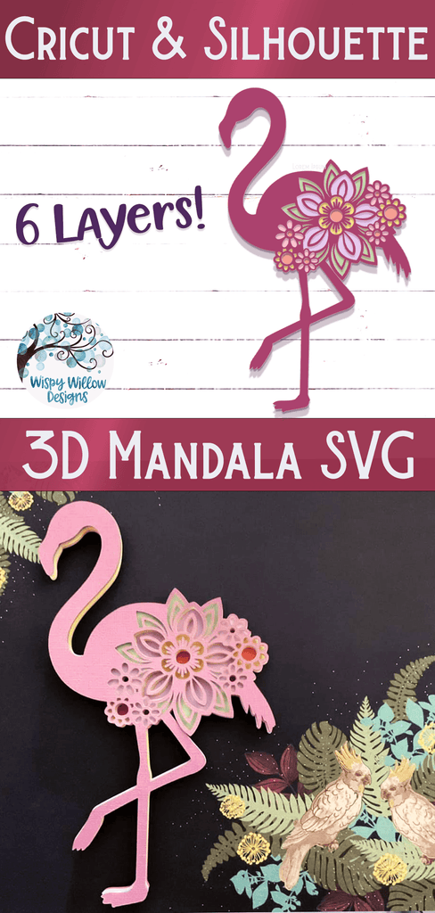 3D Flamingo Mandala Wispy Willow Designs Company