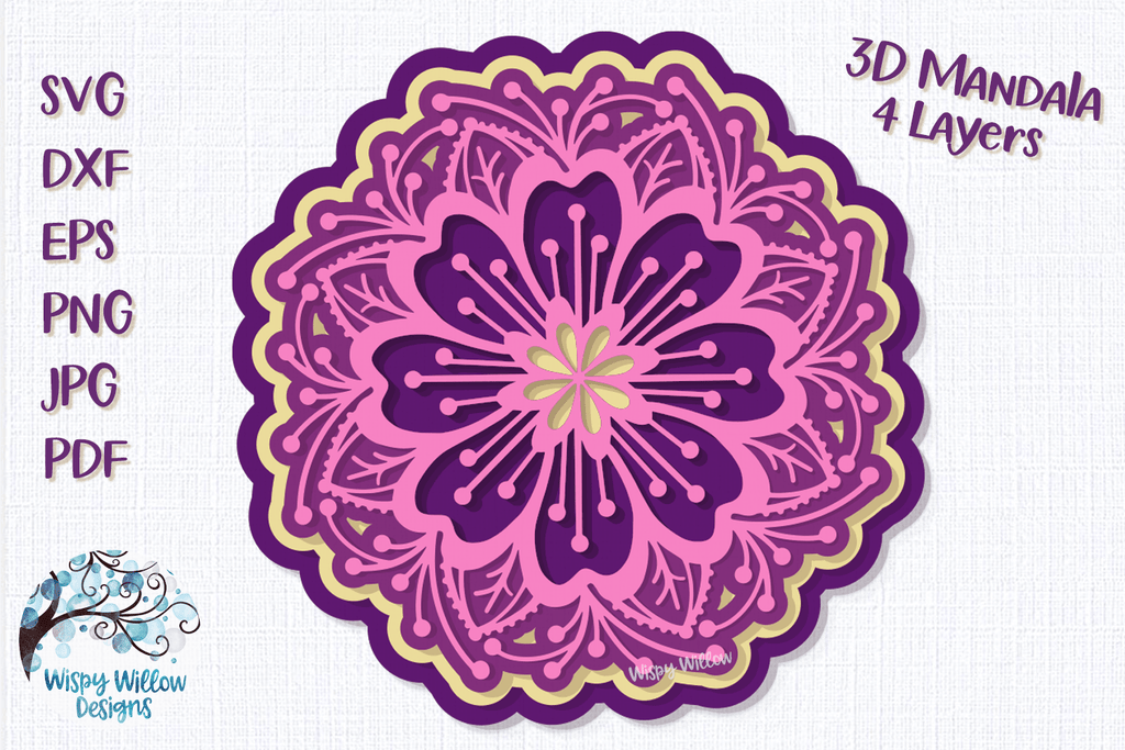 3D Flower Mandala Wispy Willow Designs Company