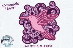 3D Hummingbird Mandala Wispy Willow Designs Company