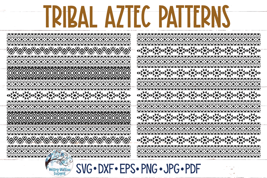 Tribal Aztec Pattern SVG Bundle | Ethnic Prints Wispy Willow Designs Company