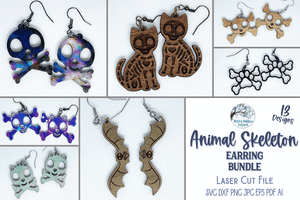 Animal Skeleton Earring SVG Bundle for Glowforge or Laser Cutter Wispy Willow Designs Company