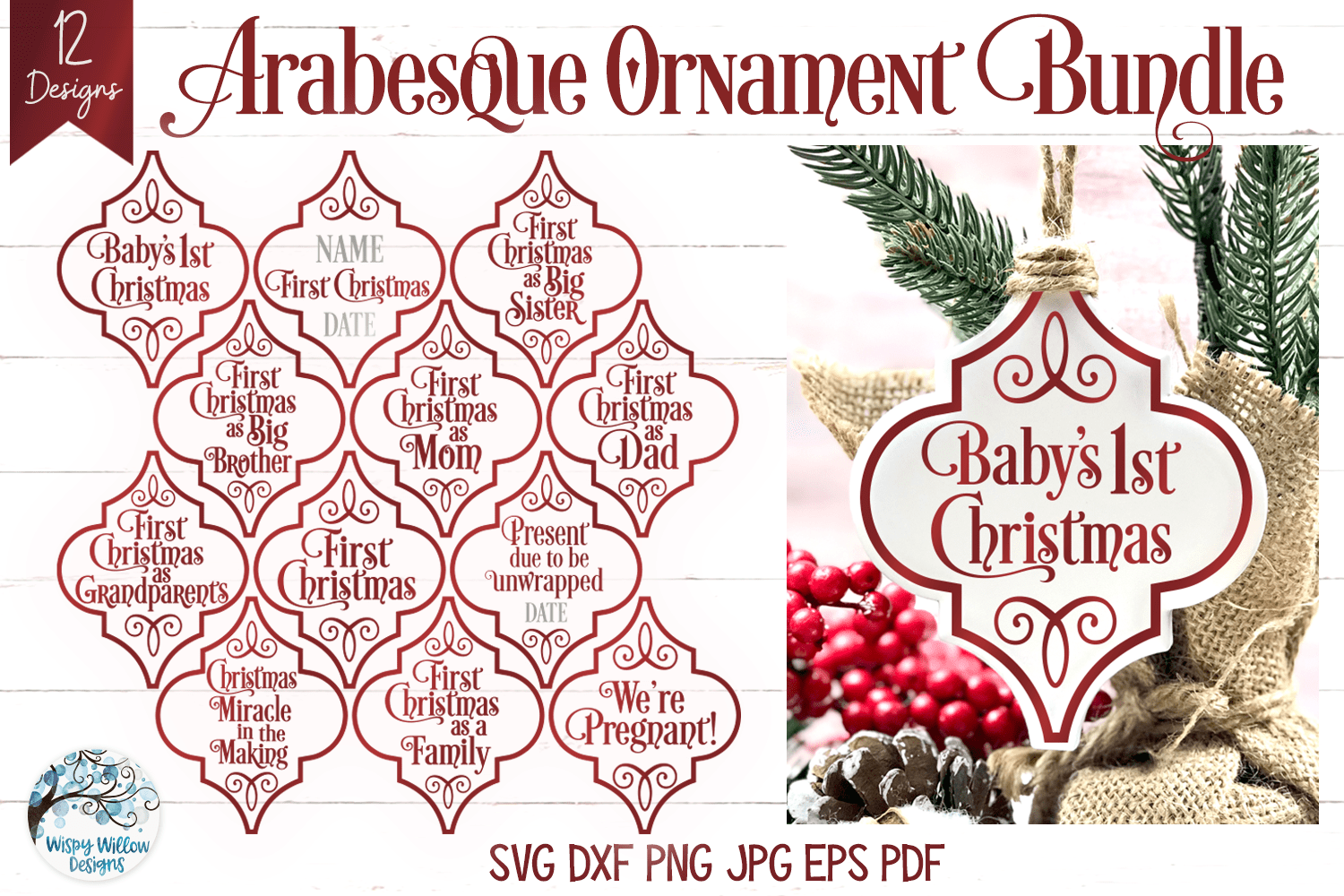 Arabesque Ornament SVG Bundle - Baby Ornaments Wispy Willow Designs Company