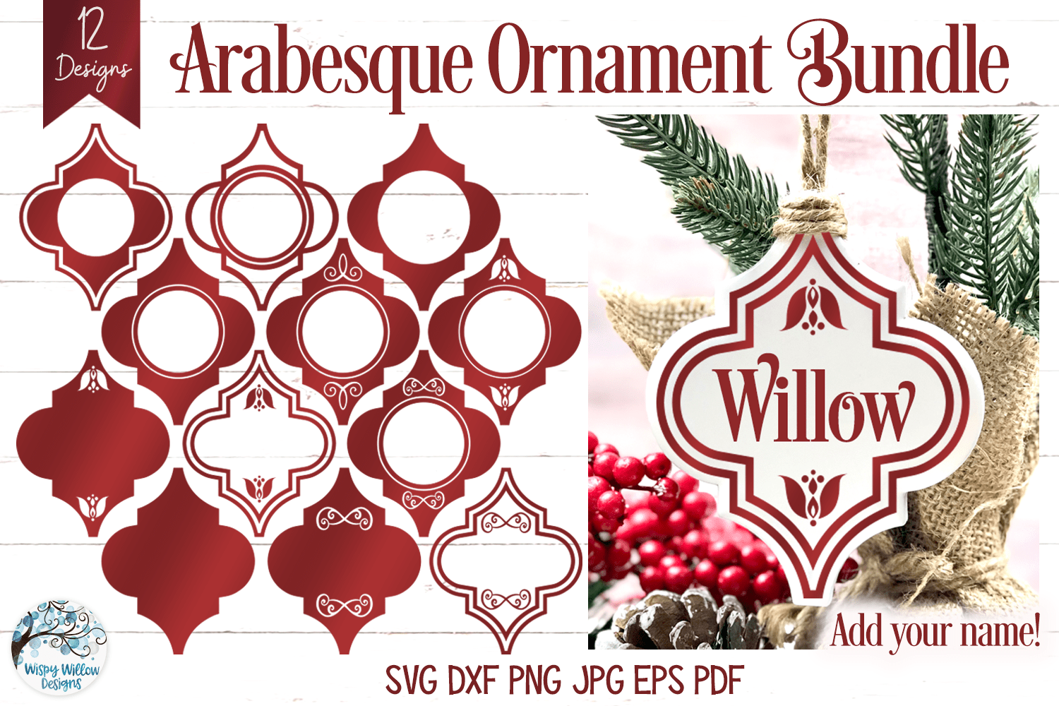 Arabesque Ornament SVG Bundle - Frames for Names and Monograms Vol 2 Wispy Willow Designs Company