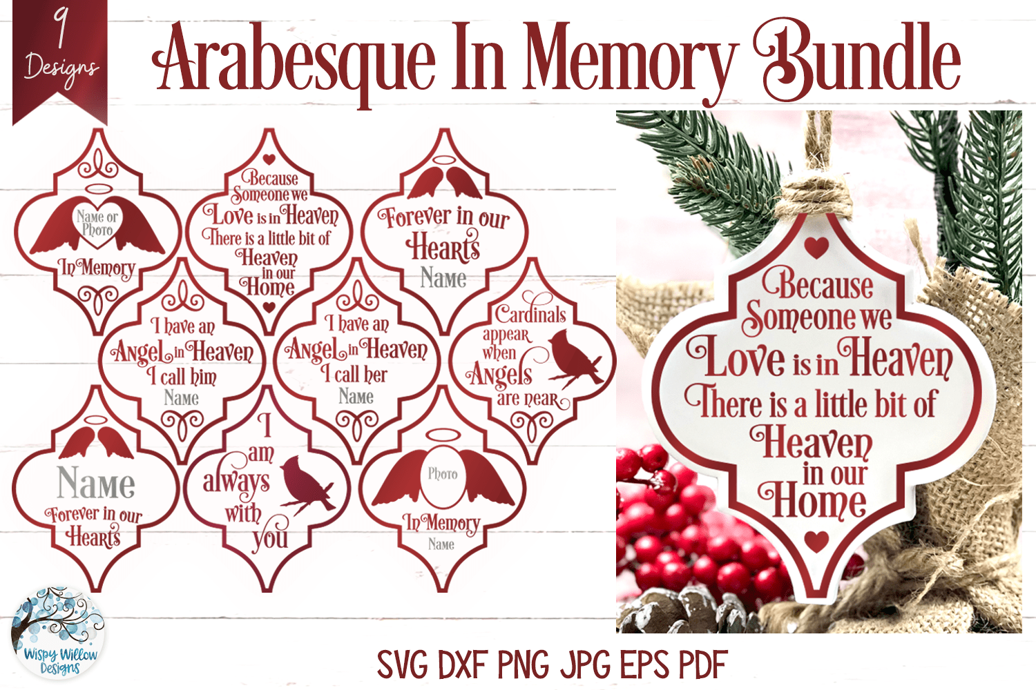 Arabesque Ornament SVG Bundle - In Memory Ornaments Wispy Willow Designs Company
