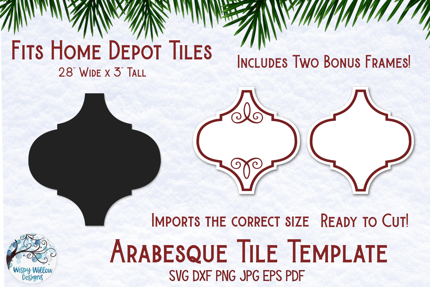 Arabesque Ornament Tile Template and Frames | Home Depot Tiles Wispy Willow Designs Company
