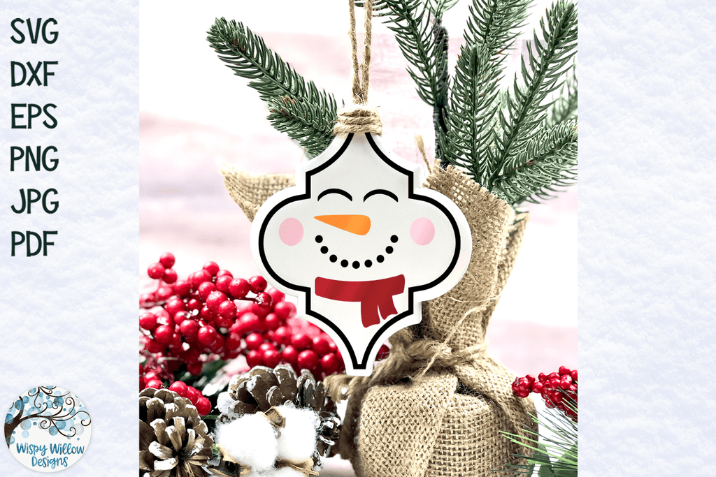 Arabesque Snowman Faces Christmas Ornament SVG Bundle Wispy Willow Designs Company