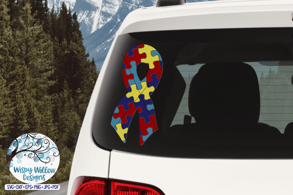 Autism Awareness Puzzle Ribbon SVG Wispy Willow Designs Company