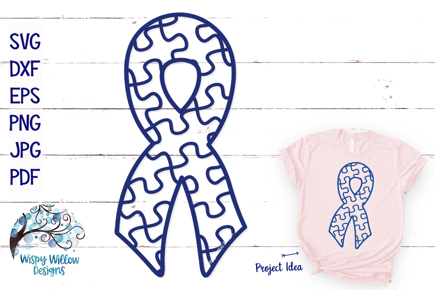 Autism Awareness Ribbon Outline SVG Wispy Willow Designs Company