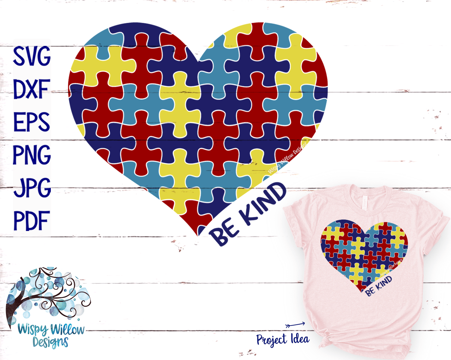 Autism Heart Be Kind SVG Wispy Willow Designs Company